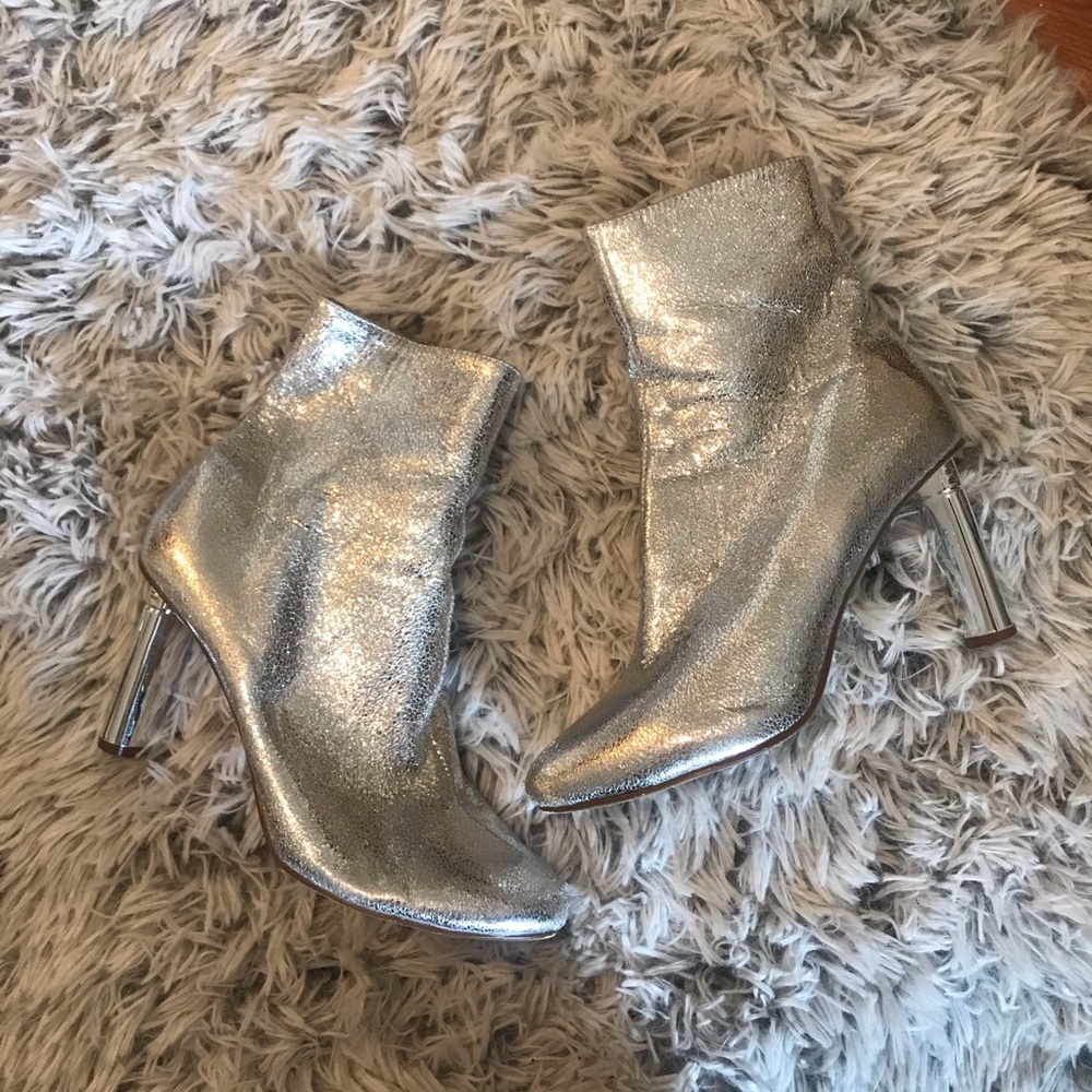 Silver metallic booties